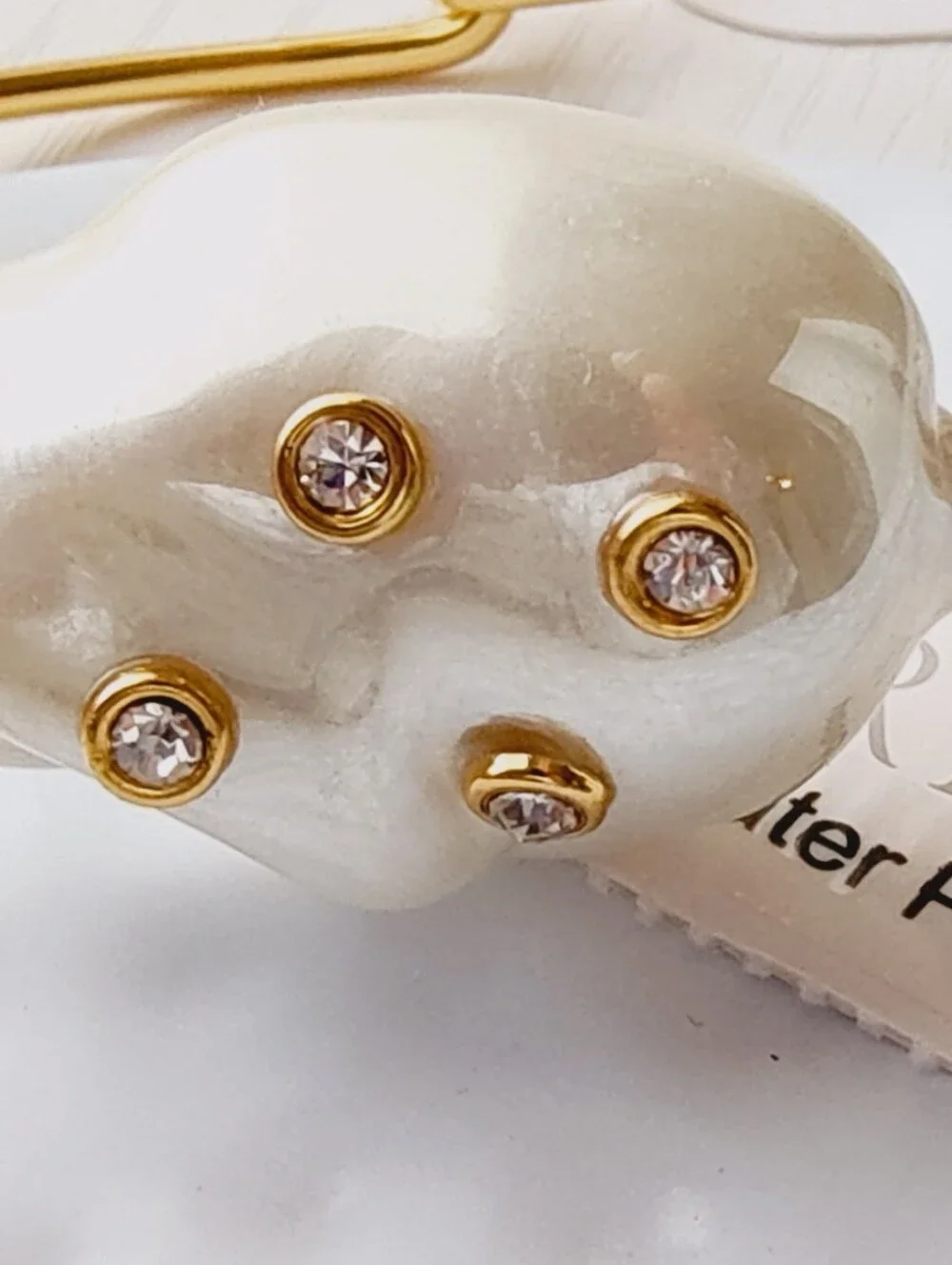 Gold Hoop Bracelet with White Baroque Pearl Accent